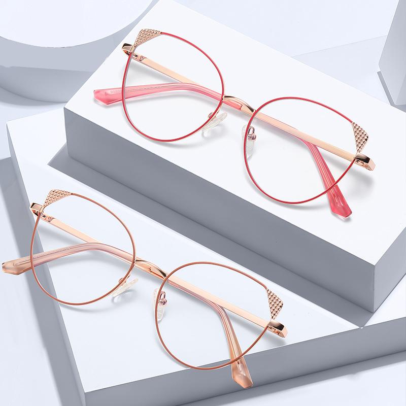 Lady Trendy Finished Myopia Glasses Women Cat Eye Round Frame Blue Light Blocking Eyewear Clear Lens Minus Diopter Eyeglasses