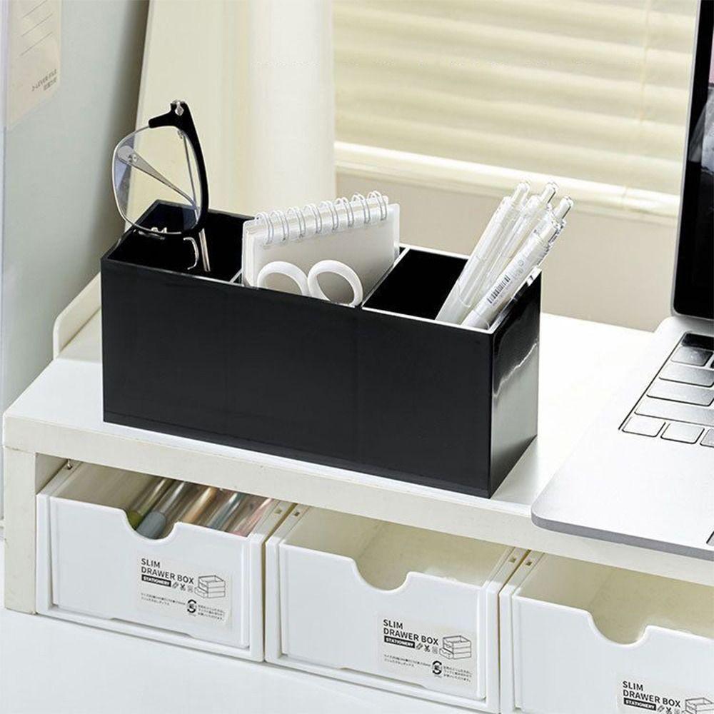 Black Pen Holder Plastic Pen Container Multi-functional Makeup Brush Holder  School Office