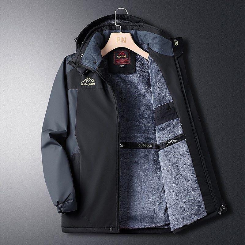 

Men s 2024 Winter Windproof Waterproof Cotton Work Jacket – Thickened Velvet, Cold-Proof. 4XL чёрный