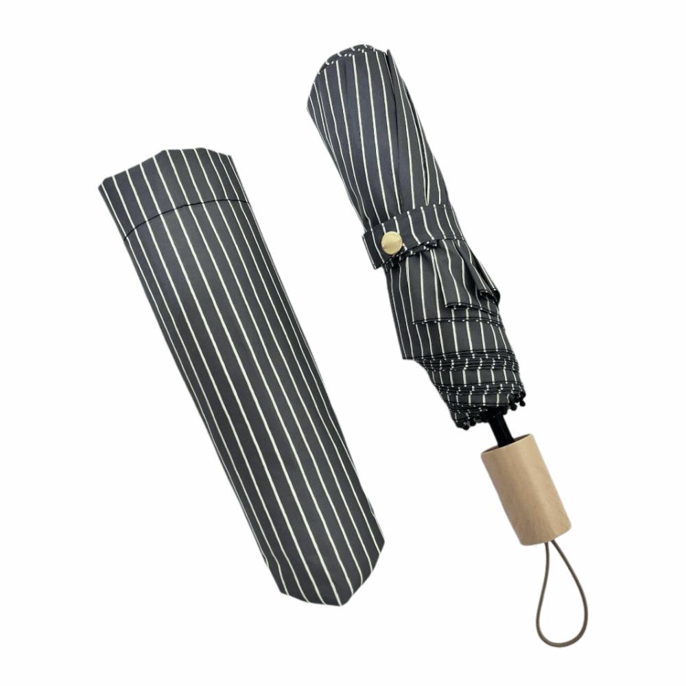 INS Striped Folding Umbrella Sun Rain Dual-Use Hand Operated Parasol Beach Use