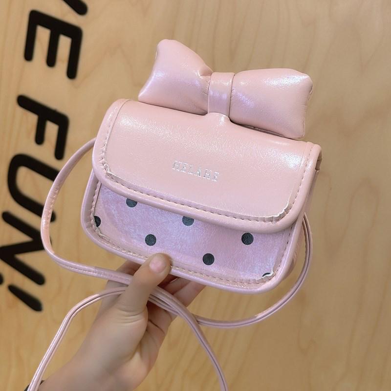 Set de Bolso Bandolera con Lazo de Lunares para Niñas y Monedero