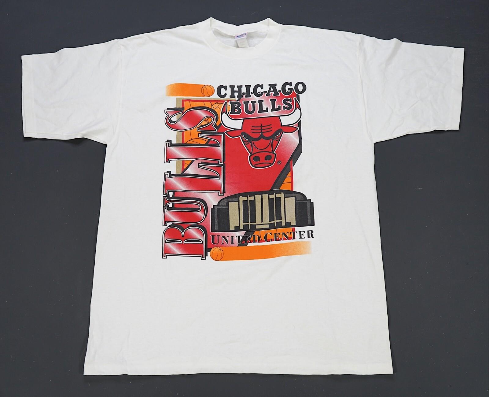 Rare Vintage SUNRISE SPORTSWEAR Chicago Bulls United Center T Shirt 90s White XL XXXXL