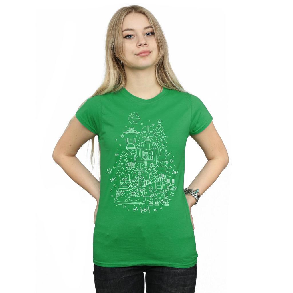 STAR WARS Damen/Damen Empire Weihnachten Baumwoll-T-Shirt