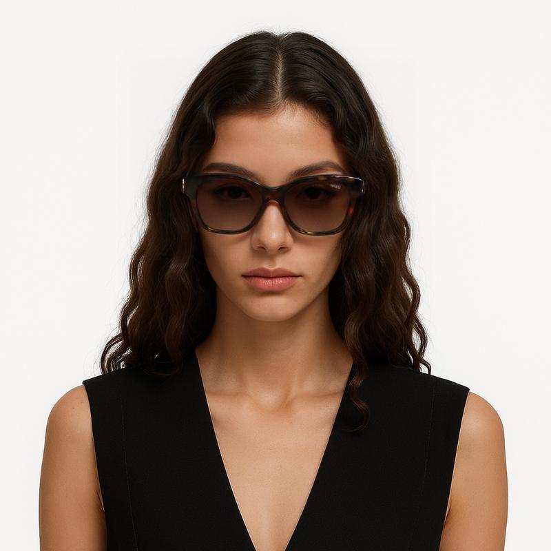 Chanel Simple Casual Fashion Acetate Frame Square Sunglasses Women's Brown