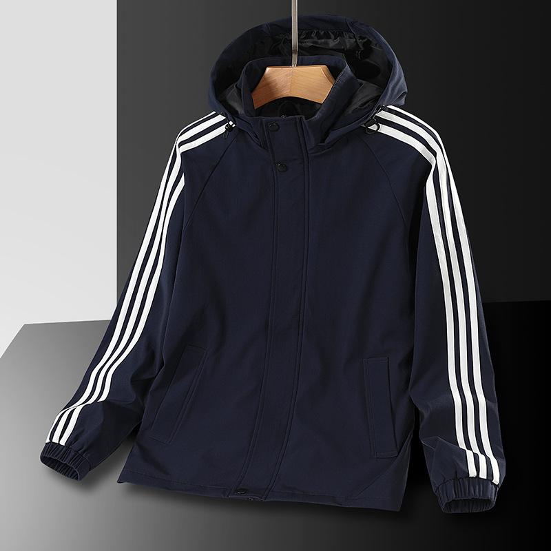 Drei-Streifen Jacke Herren Herbst Trendy Lässig Herren Dünne Windjacke Herren Frühjahrskleidung Teenager Sport Kapuzenjacke