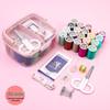 Sewing Kit with Thread, Needle, and Cross-stitch Tools in Solid Wood Pouch