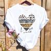 Women Leopard Love Heart Print T-shirts Fashion Graphic T Top Short Sleeve 90s Cute Spring Summer Shirt Female Tee T-Shirt