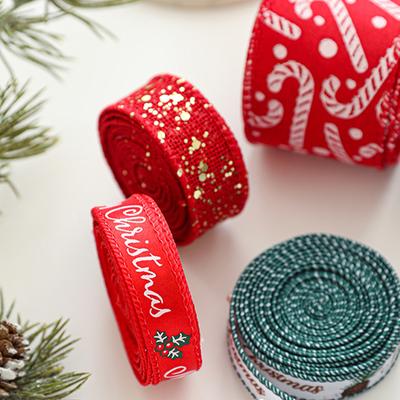 One Roll Gift Box Tie Christmas Theme Decorative Ribbon Festive Ribbon Tie Cartoon Patterns