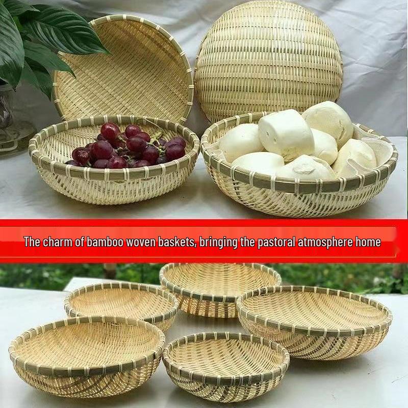 

Плетеная бамбуковая корзина для паровых булочек и риса - Многоцелевая корзина для овощей, фруктов и мелких предметов Original Bamboo (16cm Diameter)