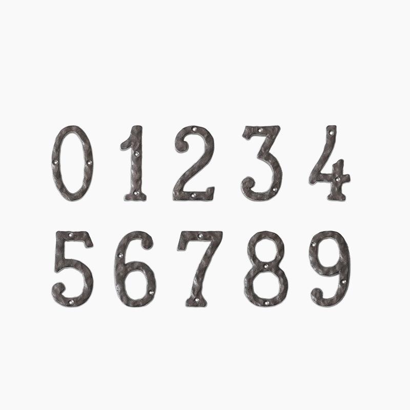 Retro Old Large Brown Embroidery Forged Cast Iron Digital House Number Wrought Iron Creative Hotel House Number Plate Decorative Plate