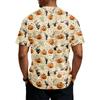 Men's Halloween Printed Crew Neck Short Sleeve Shirt Casual Loose Fit Top with and Pumpkin Pattern for Holiday