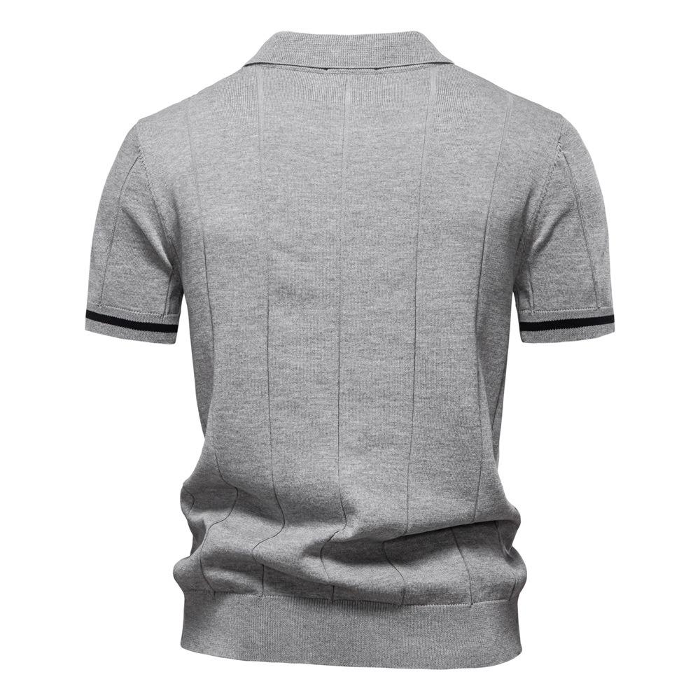 Polo Ralph Lauren Jaro/Léto Pony Vyšívané Nové Pánské Business Casual Vlněné Polokošile, Pletená Polokošile s Límcem na Knoflíčky, Krátký Rukáv