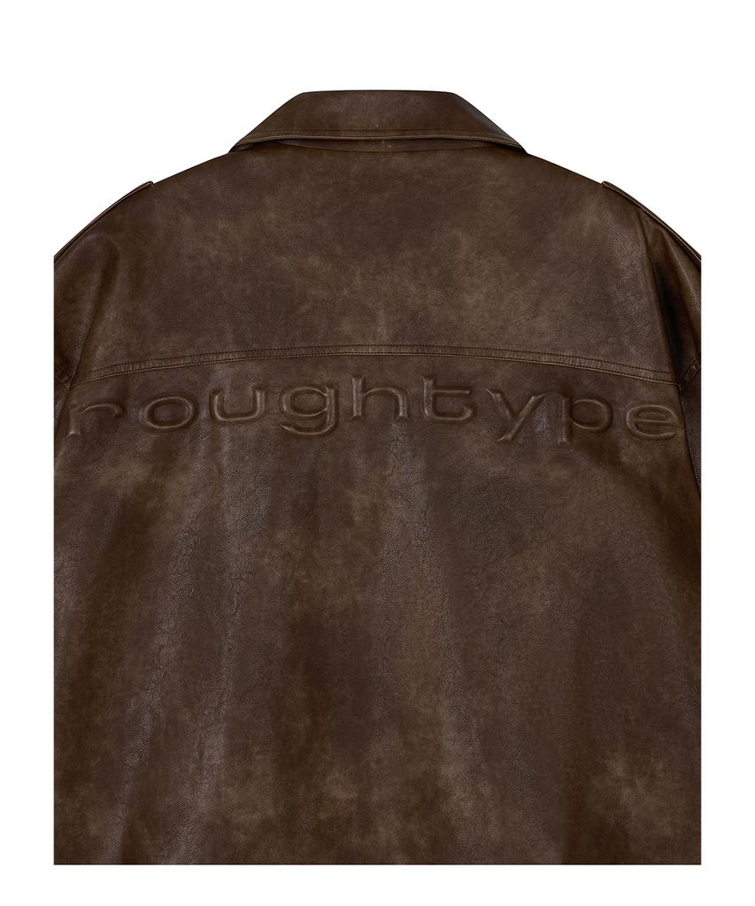 ROUGHTYPE Embossed Washed Leather Jacket - Brown