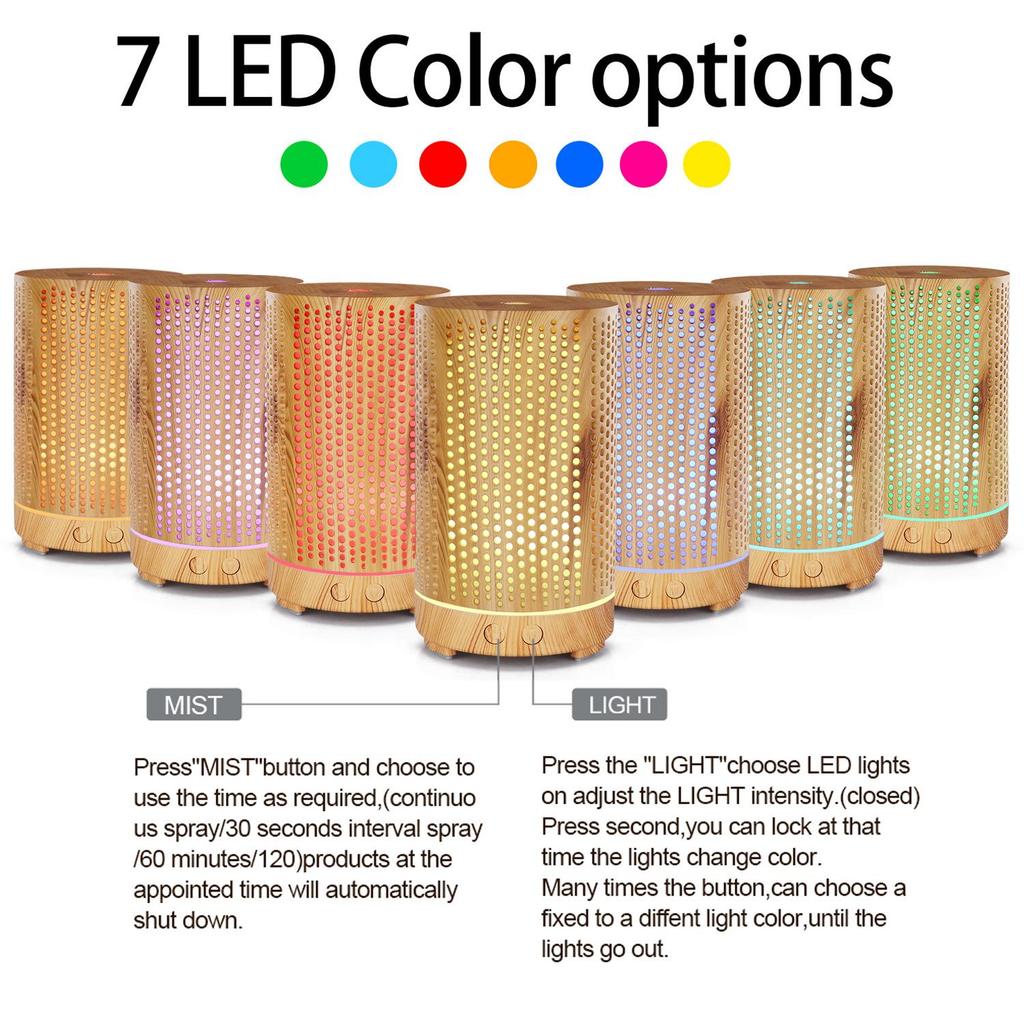 Wood Grain Hollow-Out Aroma Diffuser & Humidifier - Indoor Air Purifier