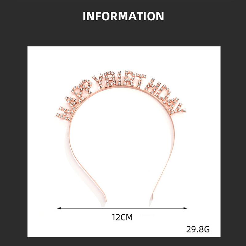 Diamantová čelenka Happy Birthday Abeceda Girl Čelenka Birthday Party Dekorace dárek