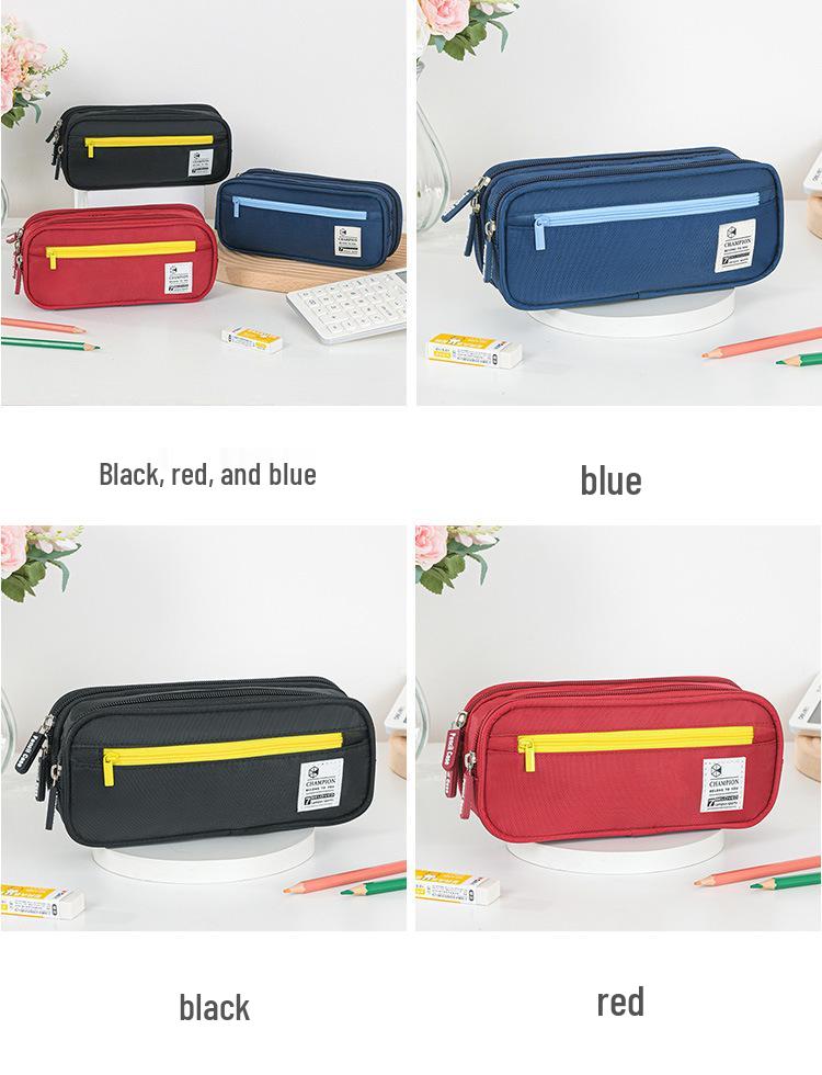Double Layer Large Capacity Stationery Pencil Case - Korean Style for Middle School Students