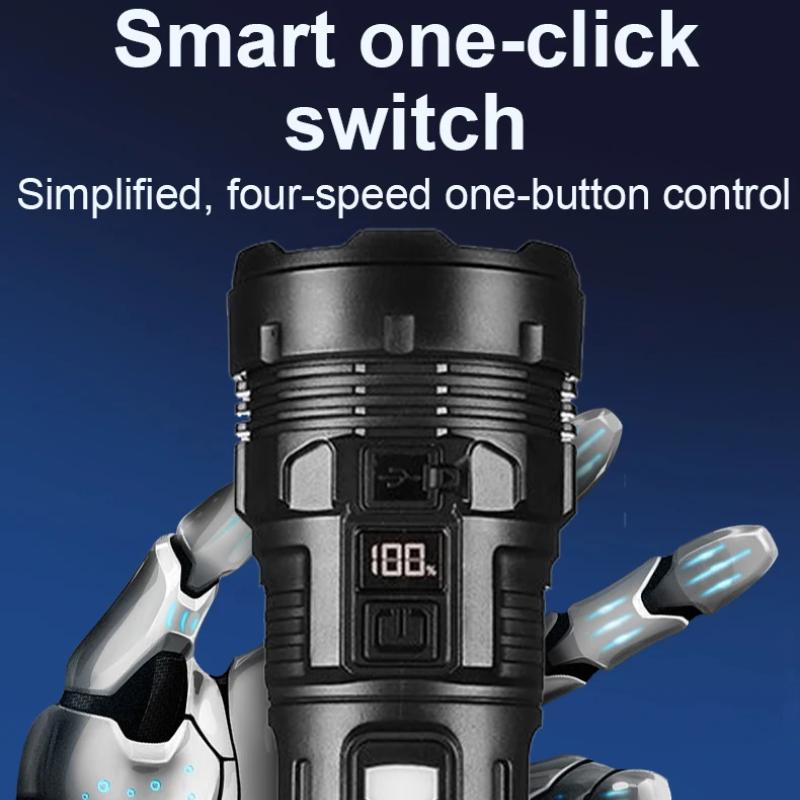 High Power Led Flashlight 7 Lamp Beads with Side Light Super Bright USB Rechargeable Torch Outdoor Camping Fishing Lamp