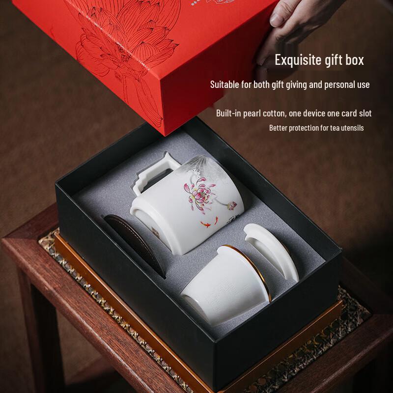 Chaxun Gold-Painted Ceramic Office Mug with Crystal Infuser