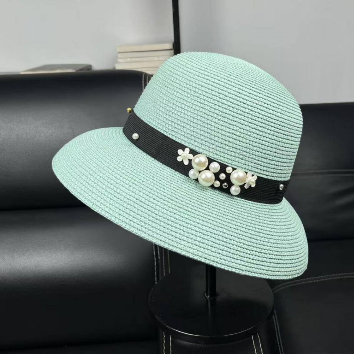 

French high-end dome big edge straw hat children summer sunshade sunscreen travel beach lampshade sun hat shows small face M（55-58cm）