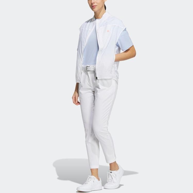 Adidas Solid Color Lightweight Breathable Full Zip Golf Vest Women Vests White HT0020