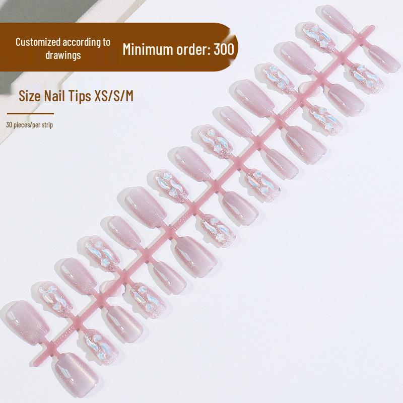 Purple-Pink Cat Eye Spring/Summer Wearable Handmade False Nail Tips