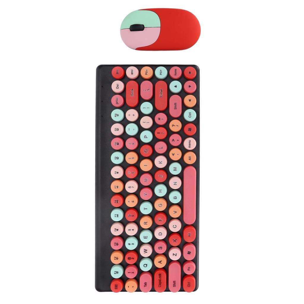 Keyboard Mouse Combo Wireless 86 Keys Cute Colorful Appearance Multimedia Buttons Light Quiet 2.4G Keyboard Mouse for PC