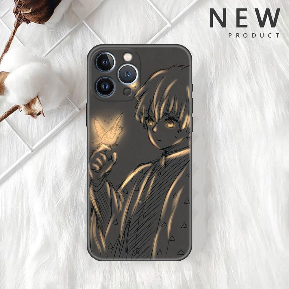 Pouzdro Case Pro Apple iPhone 14 11 13 7 12 Pro 7 XR XS Max 8 Plus 6 14Pro 13Mini Černé Měkké Telefonní Coque Anime Demon Slayer