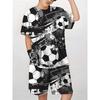 Summer New Children's Sports Set Casual Sports Men 3d Printed Children's Football Graphic T-shirt Short Sleeve Men's T-shir