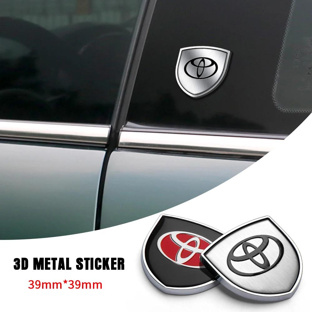 Car Styling 3D Meta Auto Door Shield Emblem Car Body Badge 3D Sticker For Toyota Corolla Yaris Chr Auris RAV4 Land Cruiser Camry