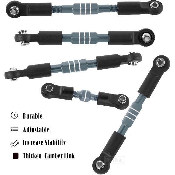 Aluminum Turnbuckles Camber Links Upgrades Part for 1/10 Slash/Stampede/Rustler/Bandit 4x4 VXL,Alloy Turnbuckles Camber Links Hops Up,Titanium