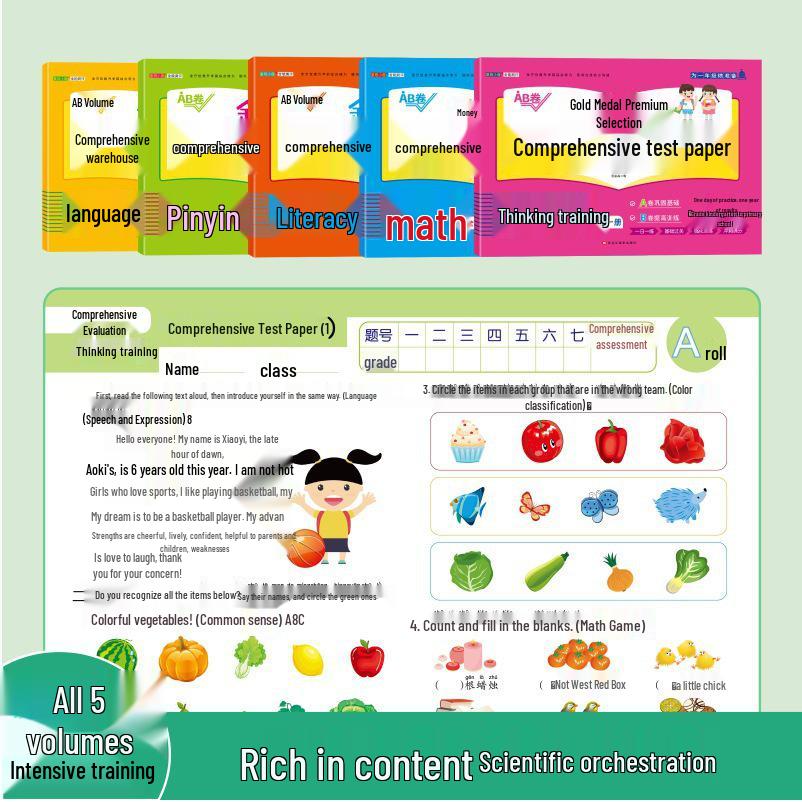 Preschool Transition Pinyin Math Gold Medal Test Papers for Kindergarten to Primary School