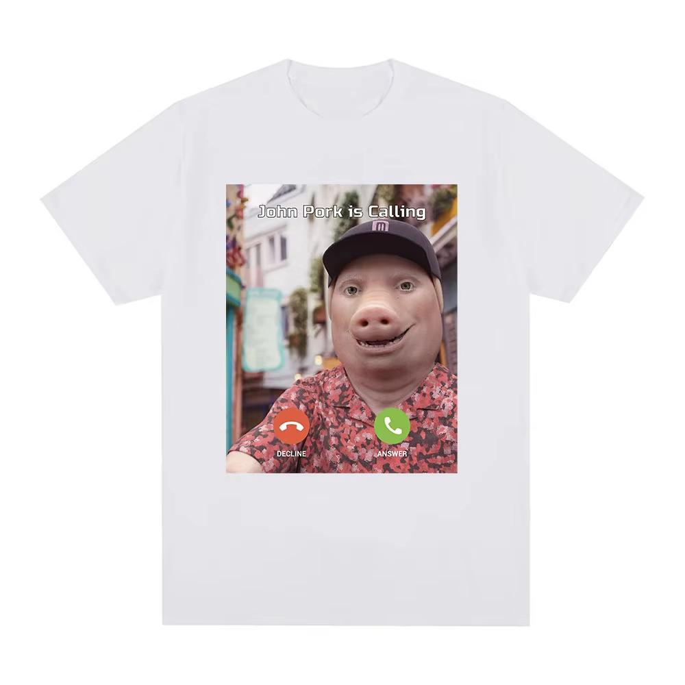 R.I.P John Pork Funny Humor Pig Meme T Shirt Men's Women Fashion Vintage Tops Cotton Oversized Short Sleeve Tee Nostalgic Casual