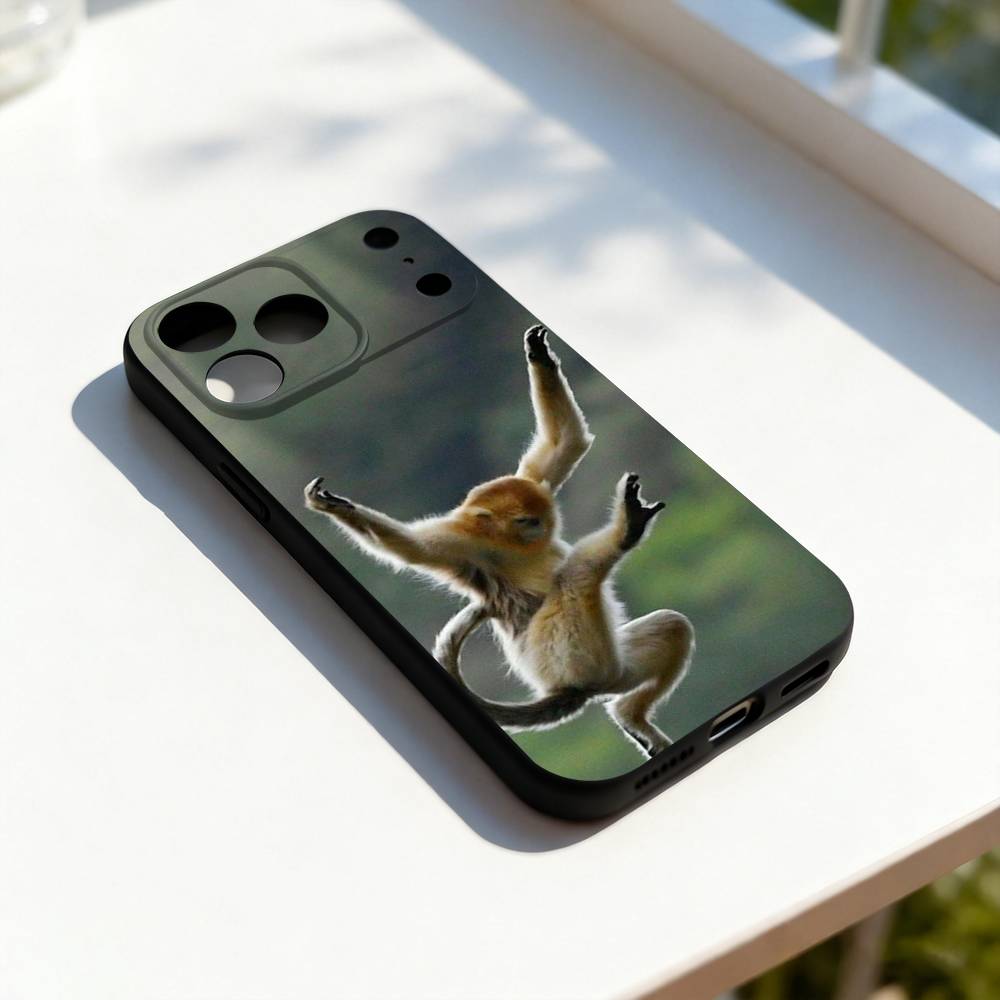 

Cute Monkey Funny Phone Case Silicone Black Soft For iPhone 17,16,15,14,13,12,11,Pro,Max,Plus,E,SE4,Air,Mini iPhone17