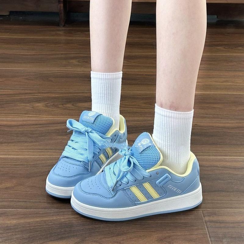Thick-soled Low-top Blue and Yellow Bread Shoes Couple's Trendy Winter New Breathable and Versatile Casual Sports Shoes