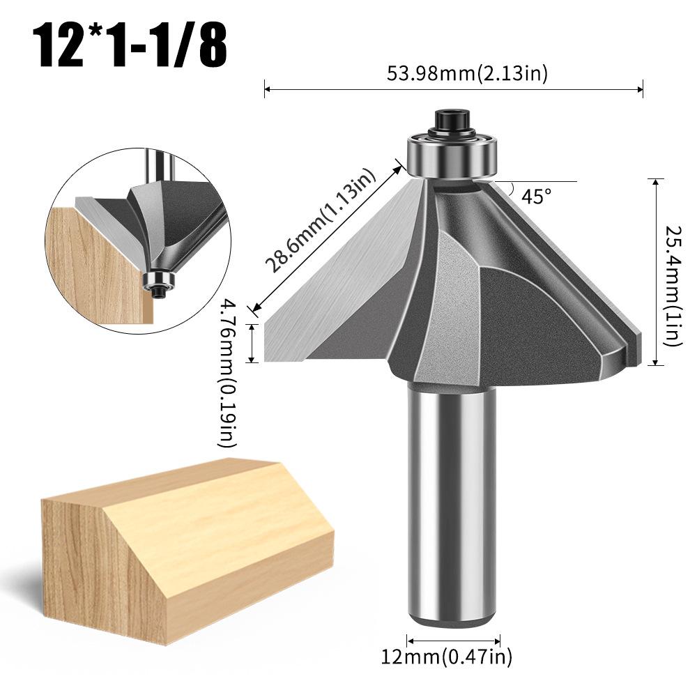 6 Handle 12 Handle 45 Degree Bevel Knife Woodworking Milling Cutter Trimming Machine Engraving Cutter Head 45 Degree Chamfer Knife Bevel Knife