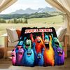 1PC Custom Name Colorful Monster Party Flannel Blanket Versatile,all-season Throw Suitable for the Living Room,bedroom,camping,travel,and Gift