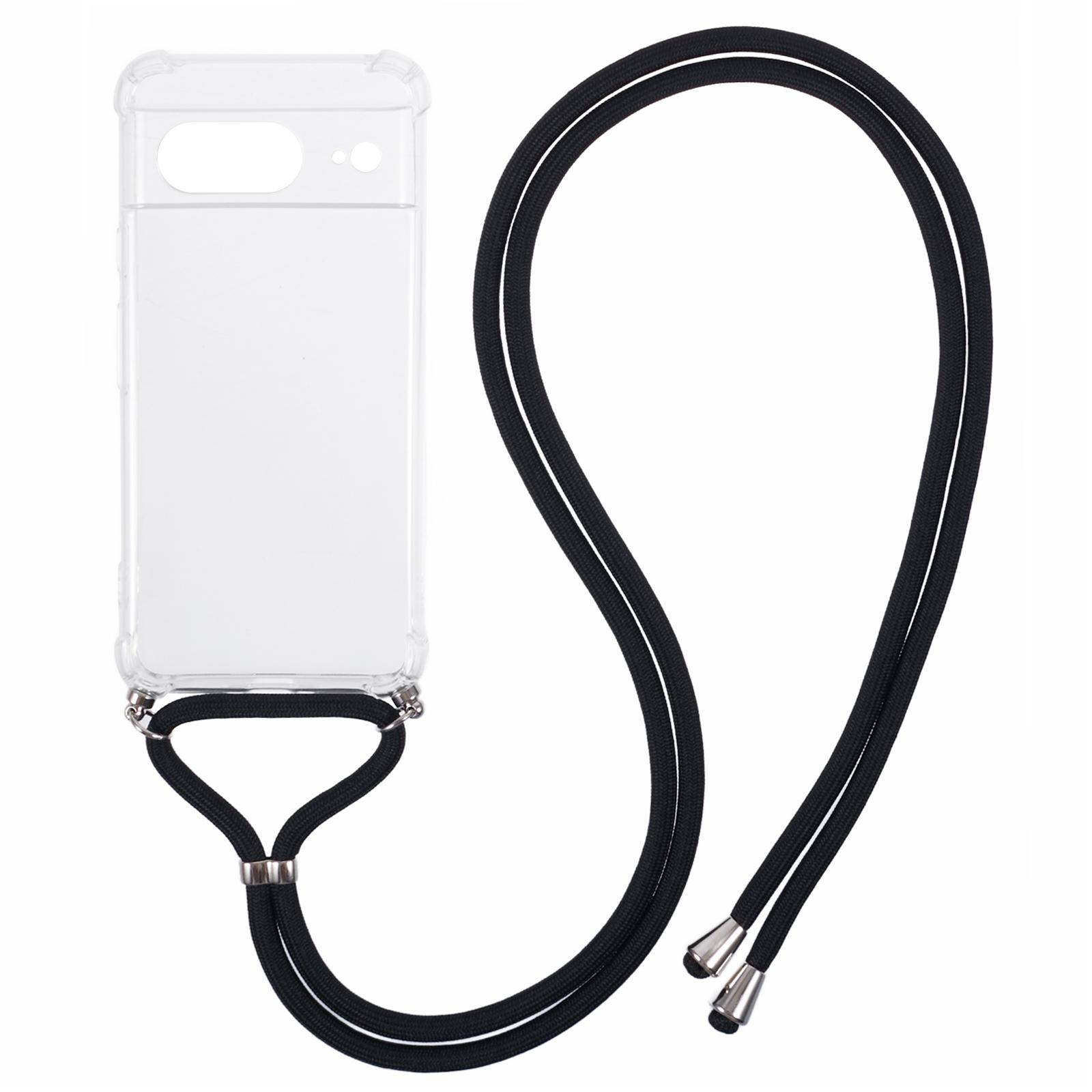 

For Google Pixel 8 Case Reinforced Corner TPU Clear Phone Cover with Lanyard A