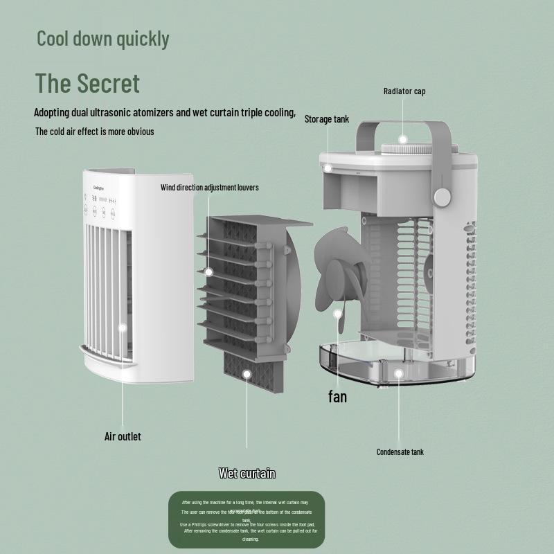 USB Desktop Bladeless Air Cooler with Humidifying Spray and Air Circulation