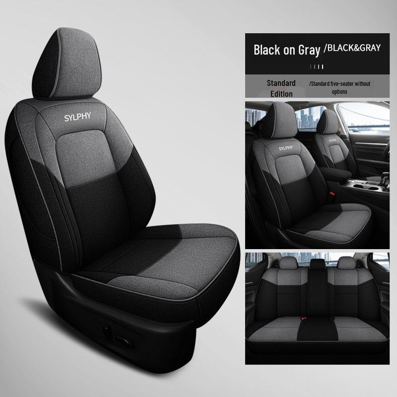 2023 Sylphy Full Surround Linen Seat Cover for All Seasons - 5-Seat Special Edition