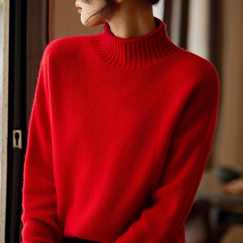 

Женский кашемировый свитер Qinghe кашемир 30% кашемир 70% шерсть осенне-зимний пуловер теплый и модный L красный