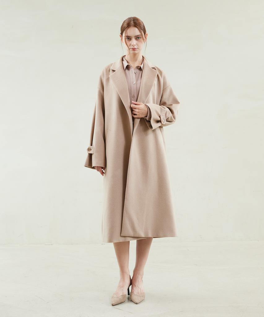 YUJEEOT Drop Shoulder Oversized Cashmere Coat