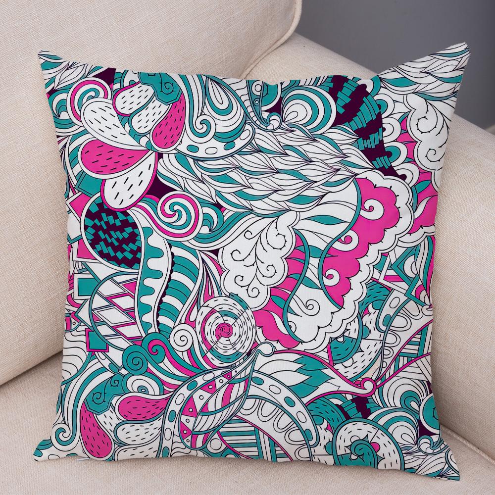 Bright Abstract Bohemian Floral Art Print Household Sofa Bedroom Decoration Pillow Cover Cushion Shell