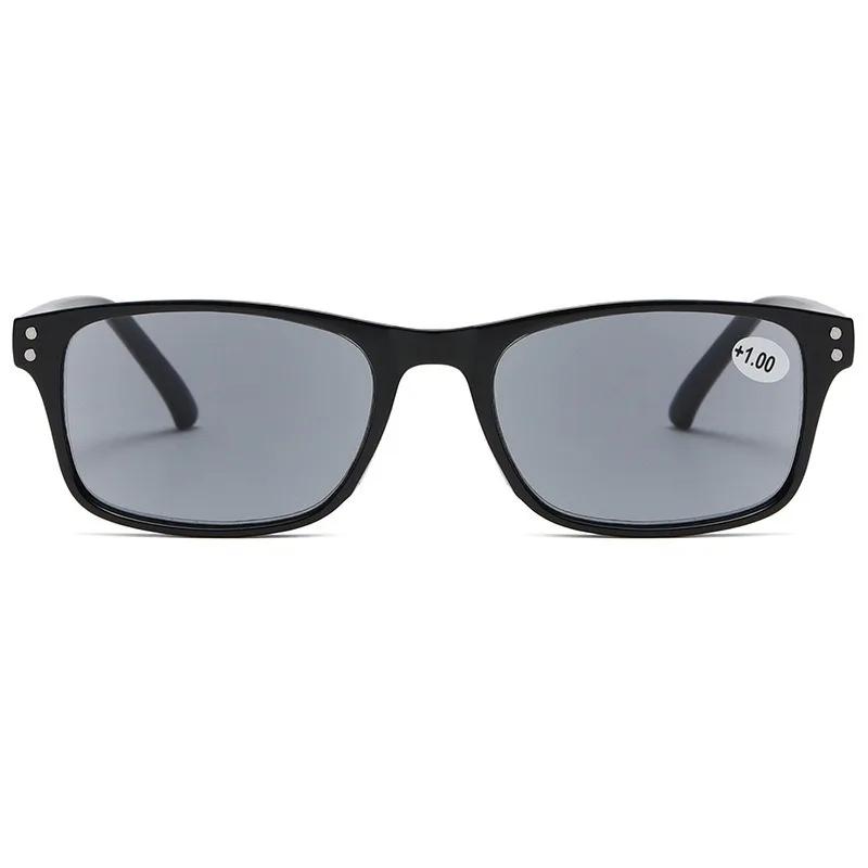 Fashionable High-Definition Black Gray Lens Square Small Frame Rice Nail Reading Glasses New Uv Resistant Sun Presbyopia Glasses