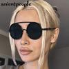 Small Frame Round Punk Sunglasses Women  Luxury Brand Trendy Metal Double Beam Sun Glasses Steampunk Driving Shades For Lady