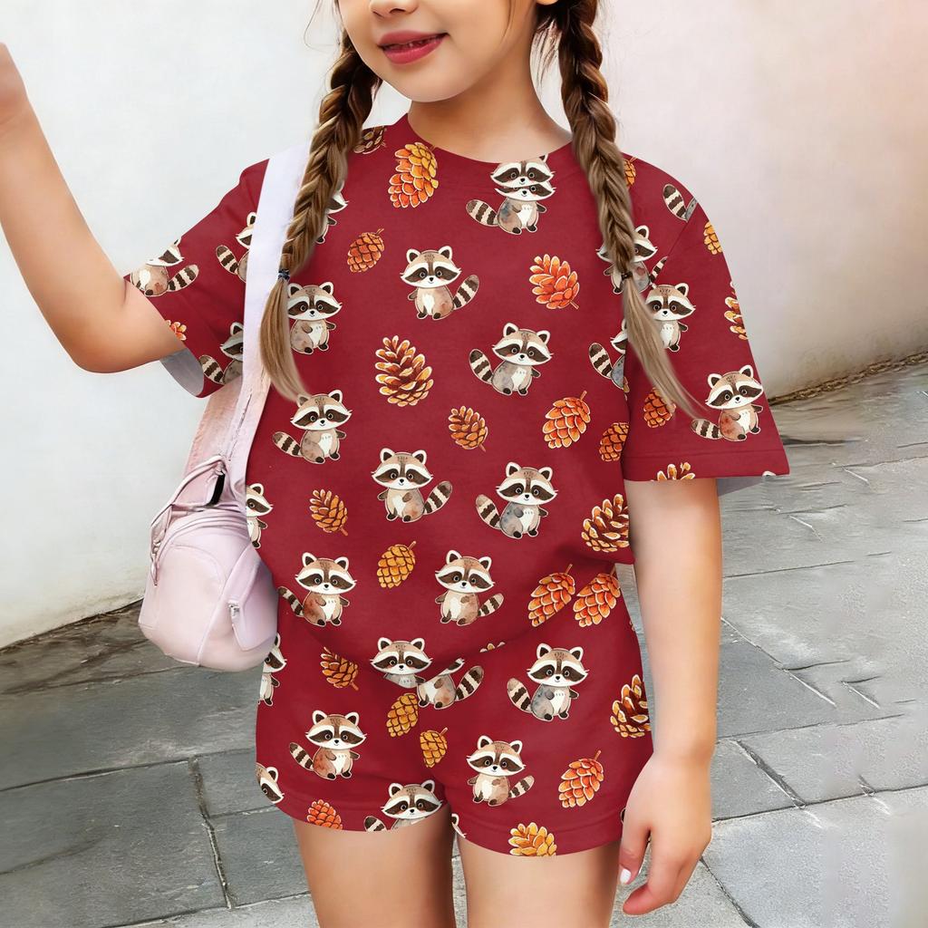 Kids Casual Short Sleeve Top and Shorts Set Animal Print Lightweight Soft Fabric Summer Outfit for Boys and Girls Comfortable Fit