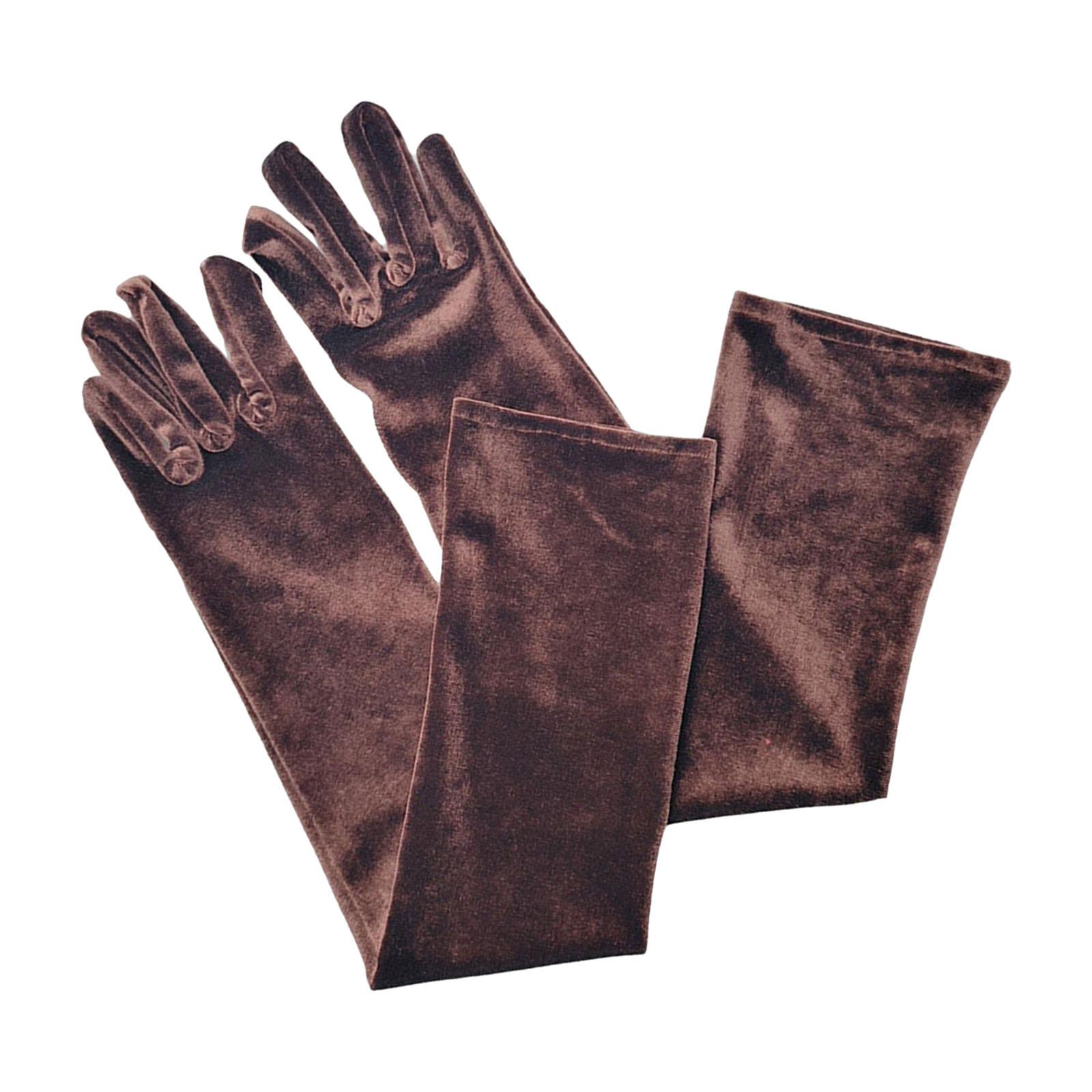 

Весільні рукавички Випускні рукавички Pleuche Long Gloves for Opera Women Lady Theme Proms Costume Accessories коричневий