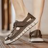 Summer Men's Genuine Leather Sandals Hollow Casual Shoes Beach Sandals