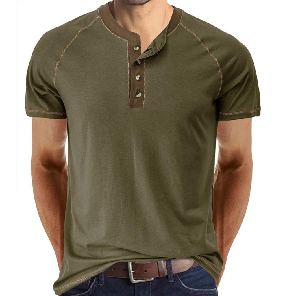 Vêtement de sport de base décontracté pour homme, Haut T-shirt à manches courtes et col rond color-block pour homme