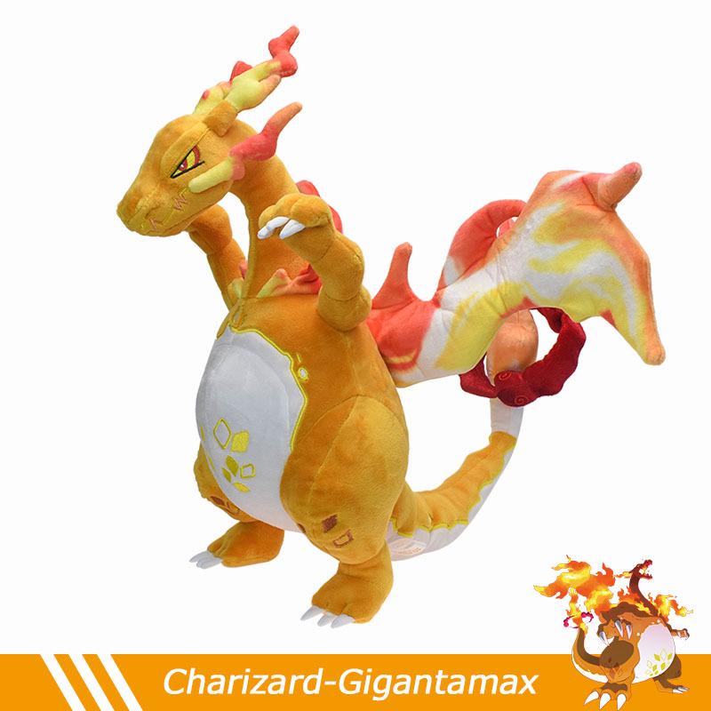 Poseable Shiny Orange Gigantamax Charizard Plush Toy with Skeleton