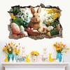 Creative Easter Wall Stickers 3D Breakthrough Stickers Easter Bunny Wall Decals For Home Roomm Room Party